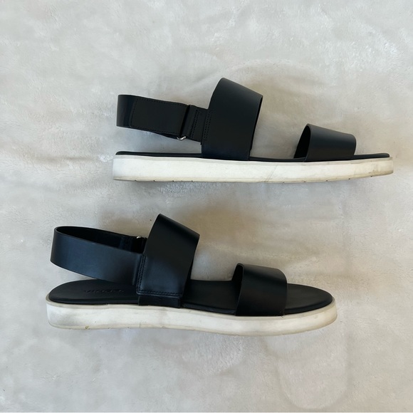 VINCE black strappy platform sandal 38.5 white sole neutral staple comfortable - Picture 5 of 6